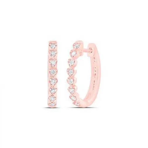 0.37cttw Heart Diamond Hoop Earrings 10k Rose Gold Womens