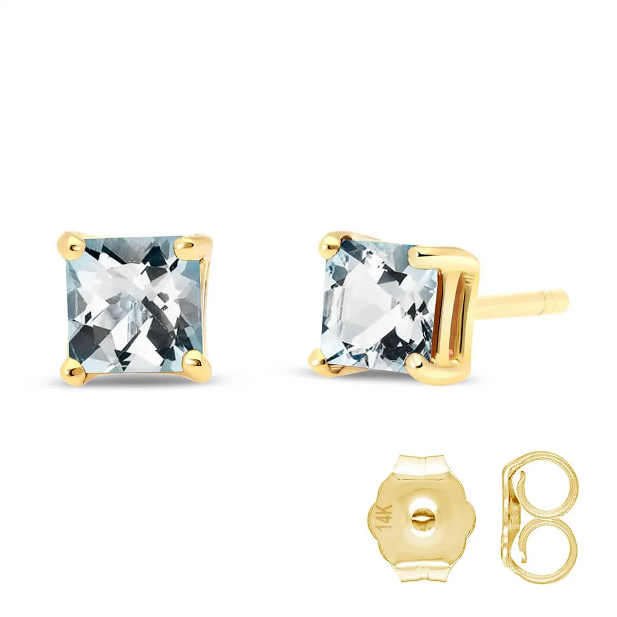 0.8 Carat 14K Solid Yellow Gold Sudden Sail Aquamarine Earrings