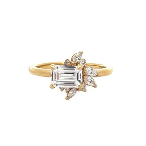 1 1/2 ctw emerald-cut diamond engagement ring with marquise diamond accents