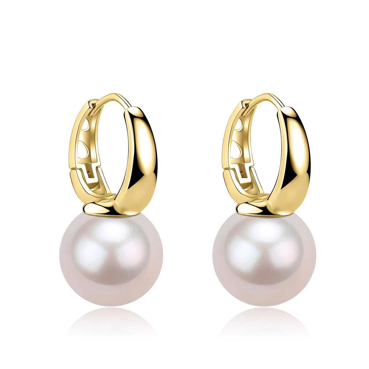 11-12mm Freshwater Pearl & Round Hoop Earrings