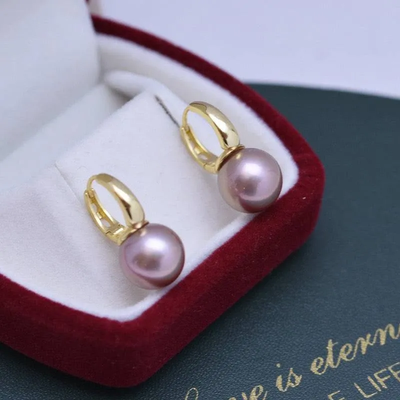 11-12mm Freshwater Pearl & Round Hoop Earrings