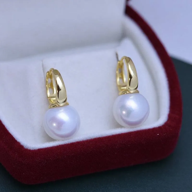 11-12mm Freshwater Pearl & Round Hoop Earrings