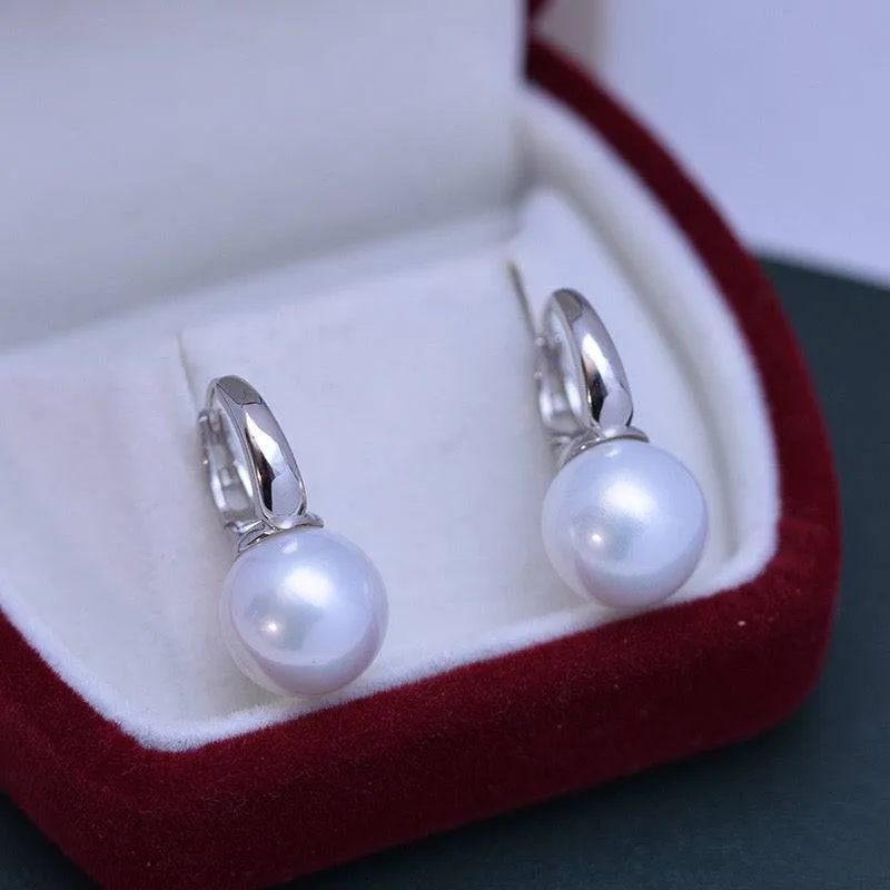 11-12mm Freshwater Pearl & Round Hoop Earrings