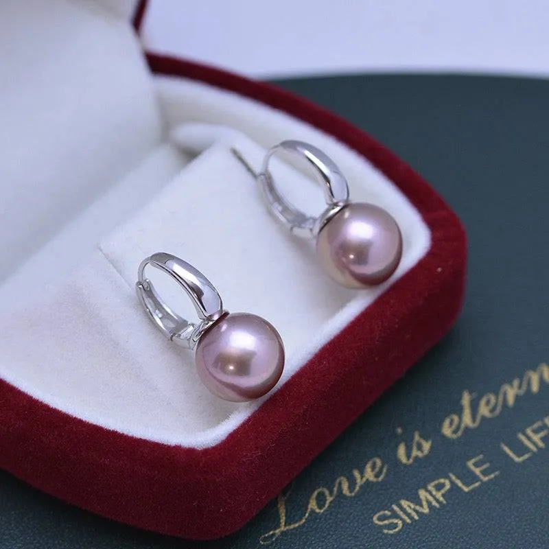 11-12mm Freshwater Pearl & Round Hoop Earrings