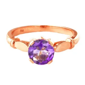 1.15 Carat 14K Solid Rose Gold Solitaire Ring Purple Amethyst