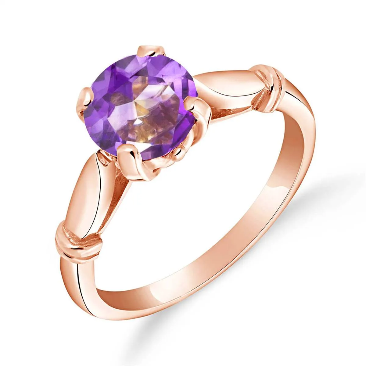 1.15 Carat 14K Solid Rose Gold Solitaire Ring Purple Amethyst