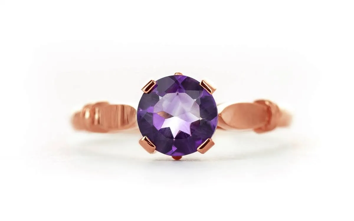 1.15 Carat 14K Solid Rose Gold Solitaire Ring Purple Amethyst