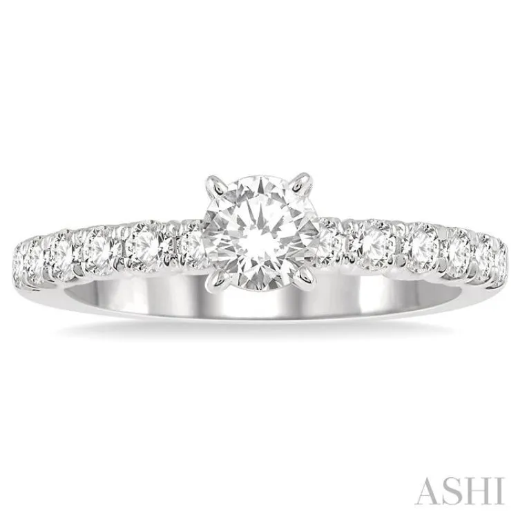 1/2 Ctw Round Cut Diamond Semi-Mount Engagement Ring in 14K White Gold