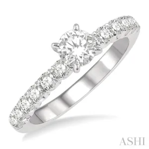 1/2 Ctw Round Cut Diamond Semi-Mount Engagement Ring in 14K White Gold