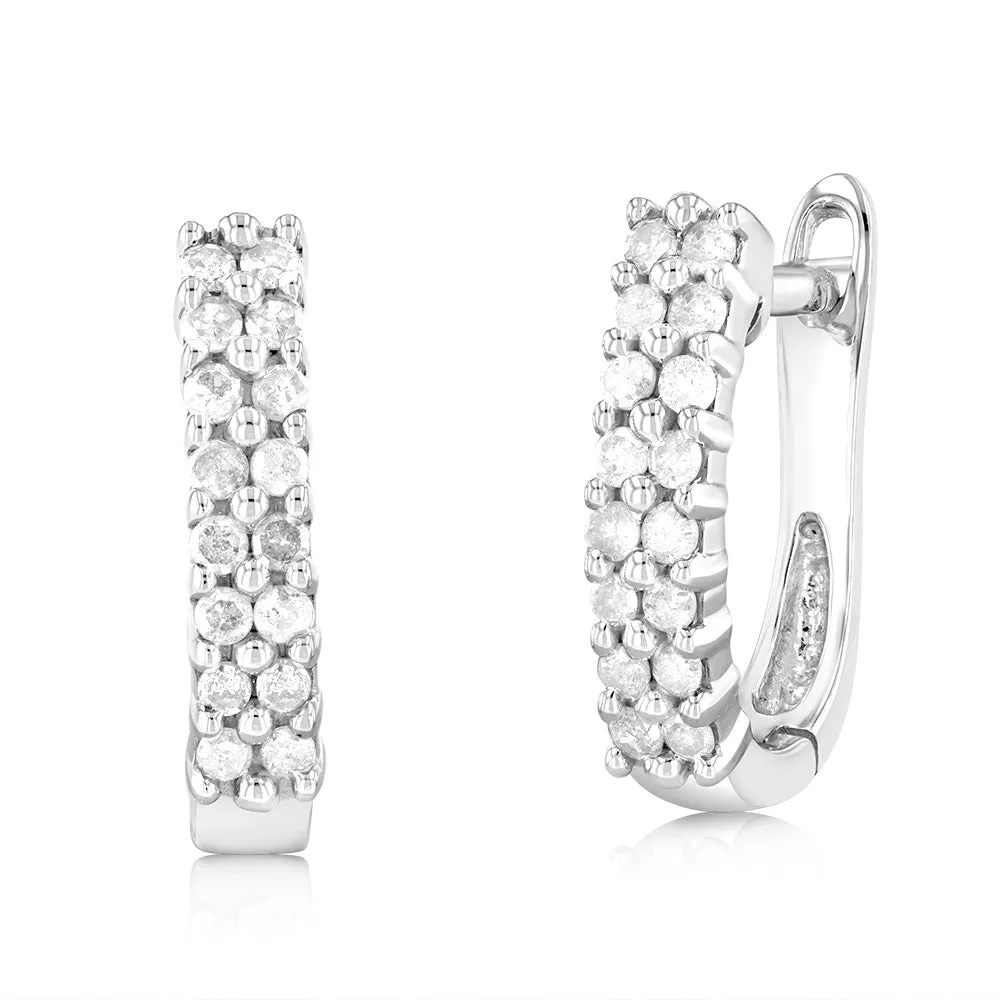 1/3 Carat Diamond Hoop Earrings in 10ct White Gold