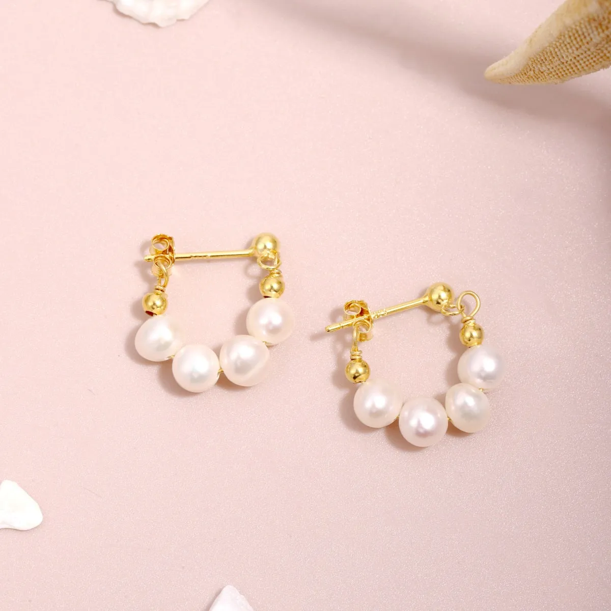 14.5mm Freshwater Pearl Huggies Hoops Earrings