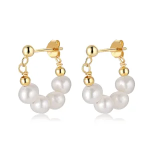 14.5mm Freshwater Pearl Huggies Hoops Earrings