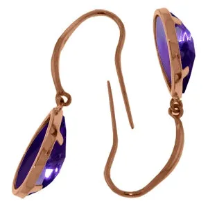 14K Solid Rose Gold Fish Hook Amethyst Fine Earrings