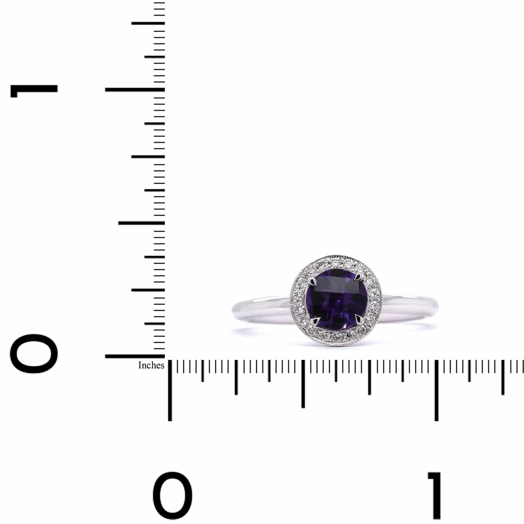 14K White Gold Amethyst with Diamond Halo Ring