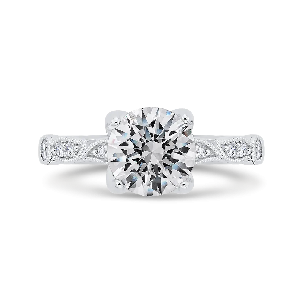 14K White Gold Diamond Engagement Ring (Semi-Mount)