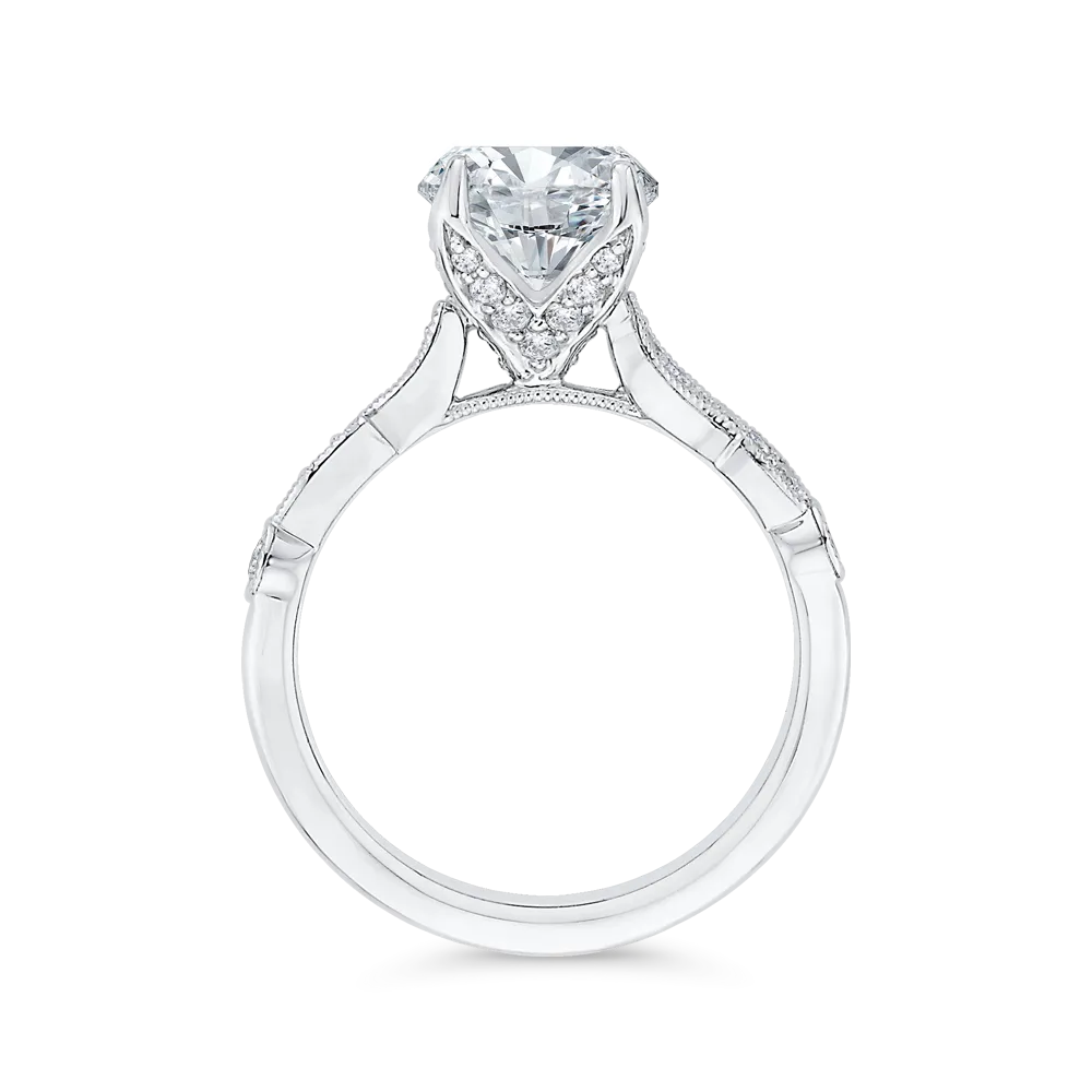 14K White Gold Diamond Engagement Ring (Semi-Mount)