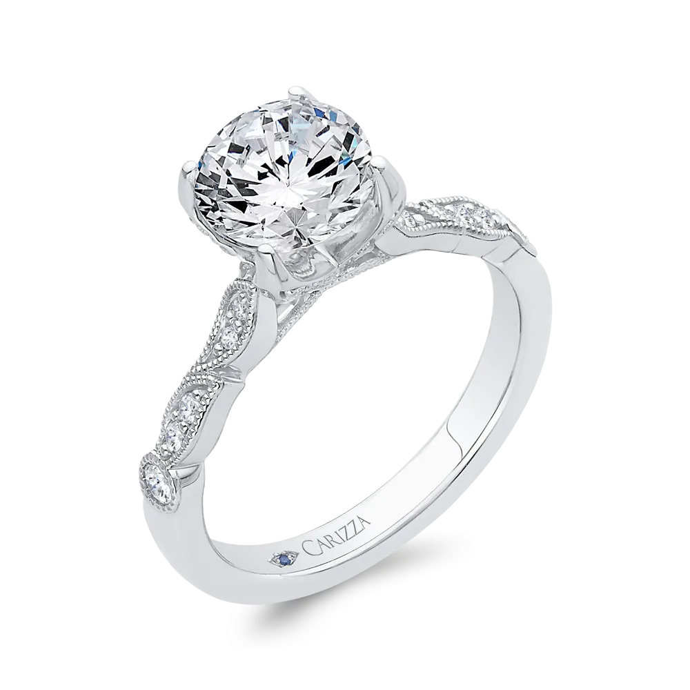 14K White Gold Diamond Engagement Ring (Semi-Mount)