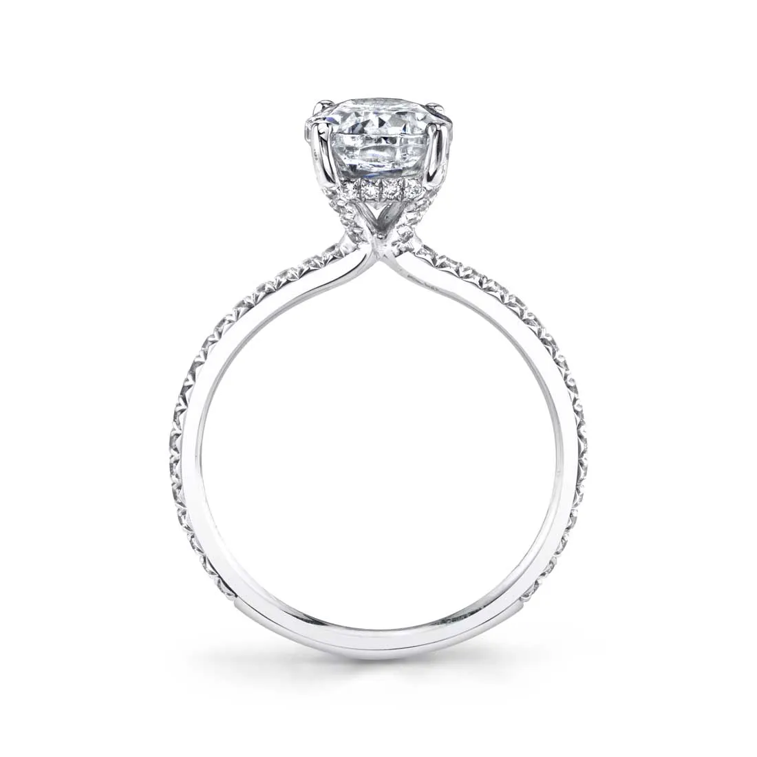 14K White Gold Oval Cut Hidden Halo Engagement Ring