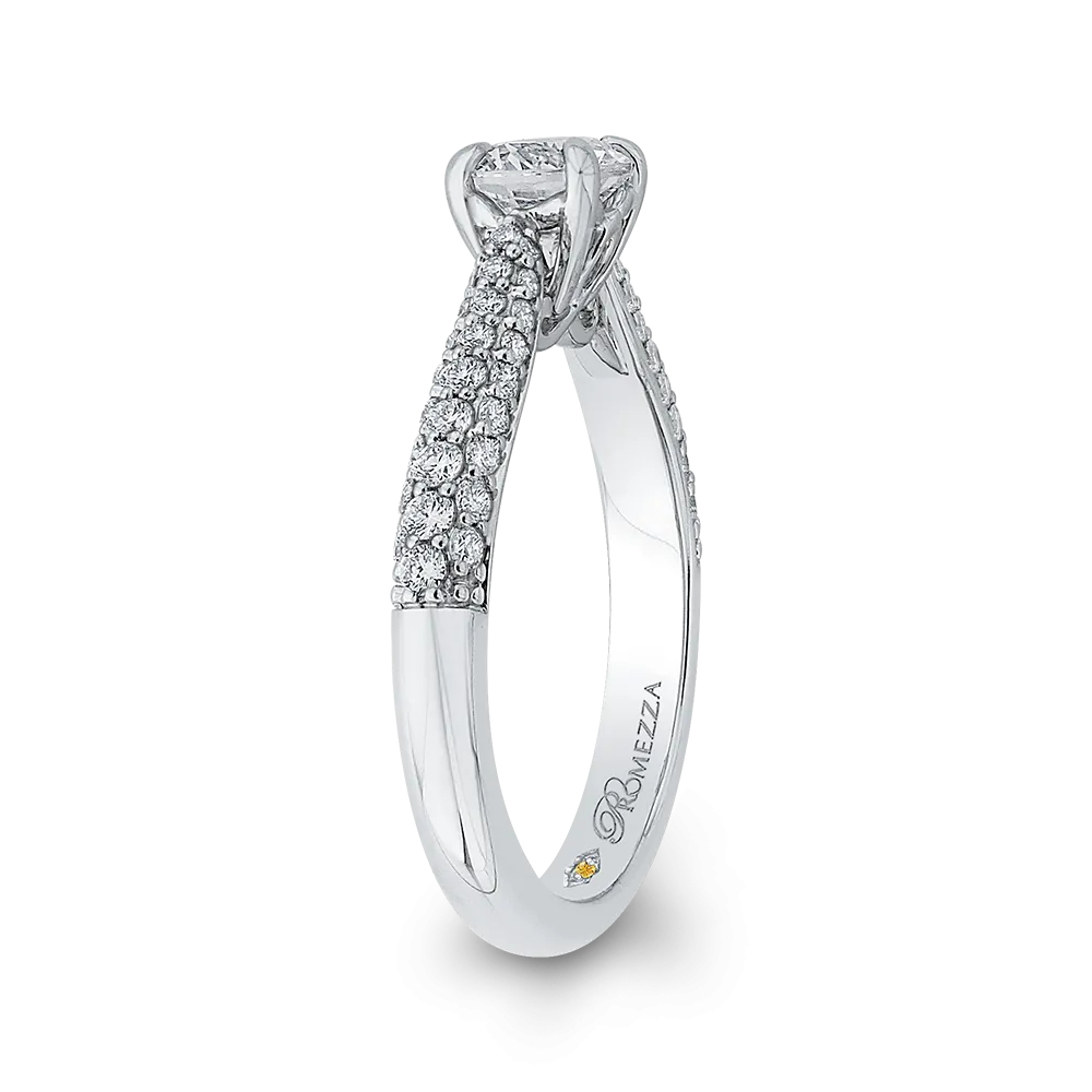 14K White Gold Round Diamond Cathedral Style Engagement Ring