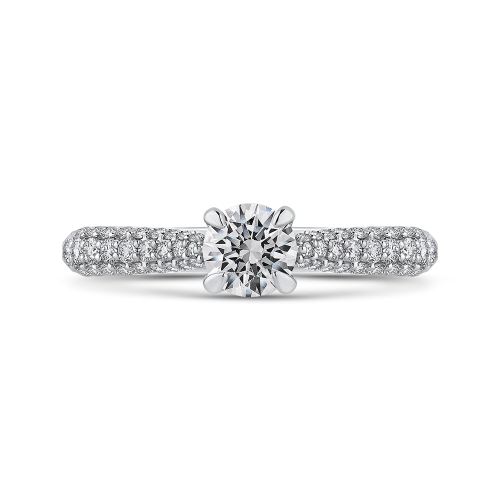 14K White Gold Round Diamond Cathedral Style Engagement Ring