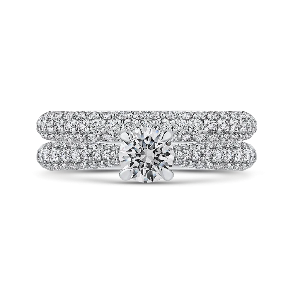 14K White Gold Round Diamond Cathedral Style Engagement Ring