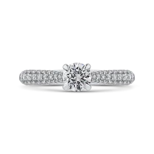 14K White Gold Round Diamond Cathedral Style Engagement Ring