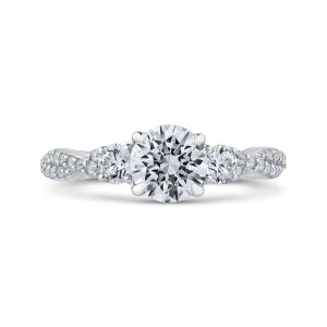 14K White Gold Round Diamond Engagement Ring with Split Shank (Semi Mount)