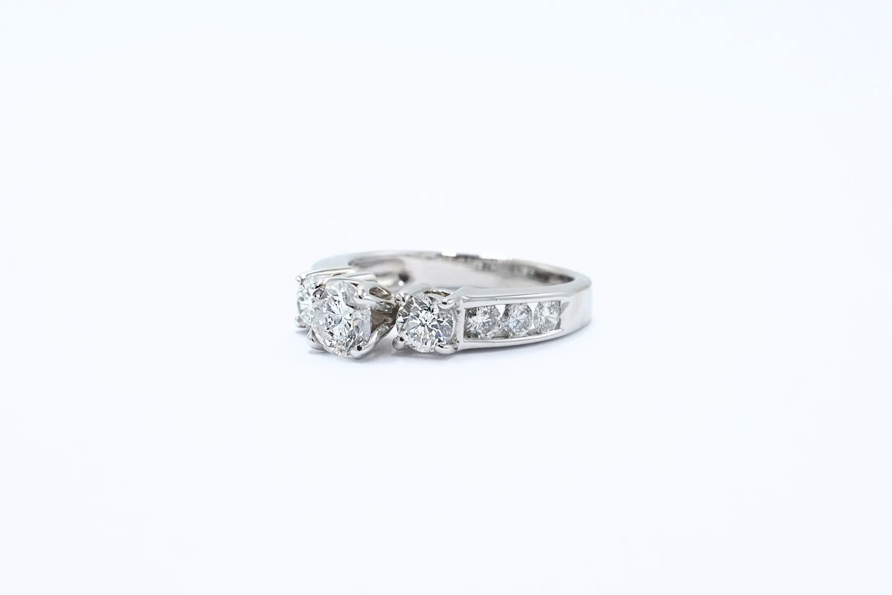 1.70 ctw 14kt White Gold Three-Stone “Past Present Future” Diamond Ring