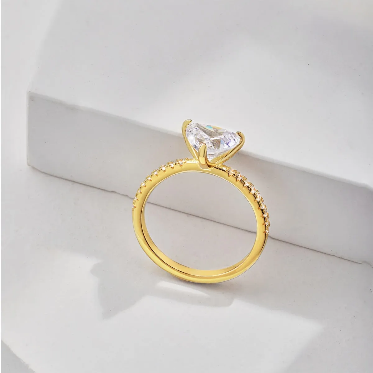 2 Carat Trillion Cut Pave Engagement Ring - Gold