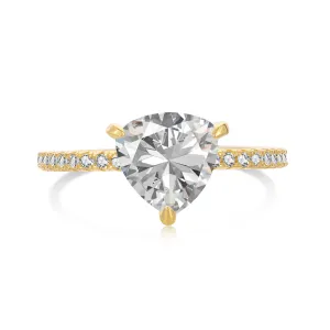 2 Carat Trillion Cut Pave Engagement Ring - Gold