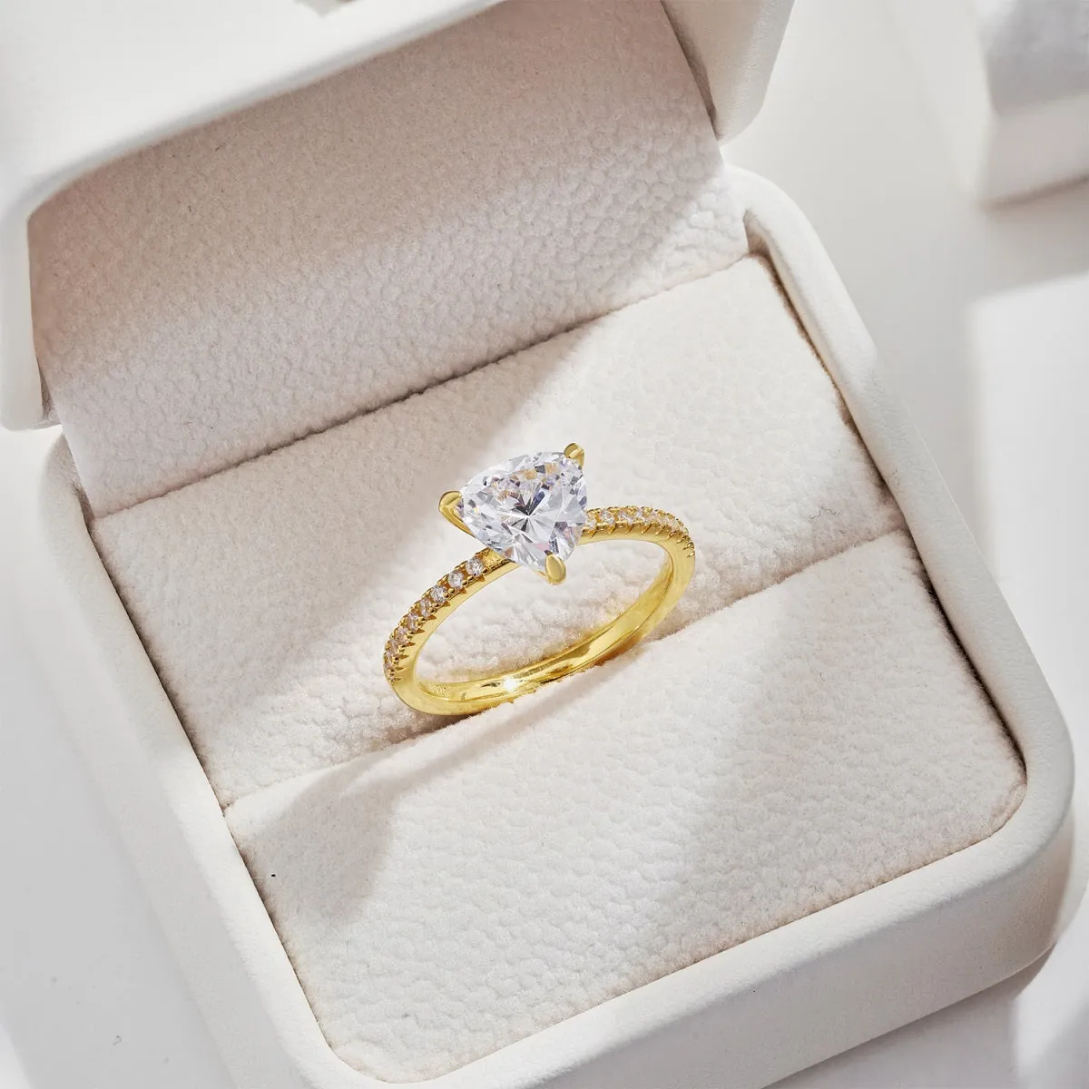 2 Carat Trillion Cut Pave Engagement Ring - Gold