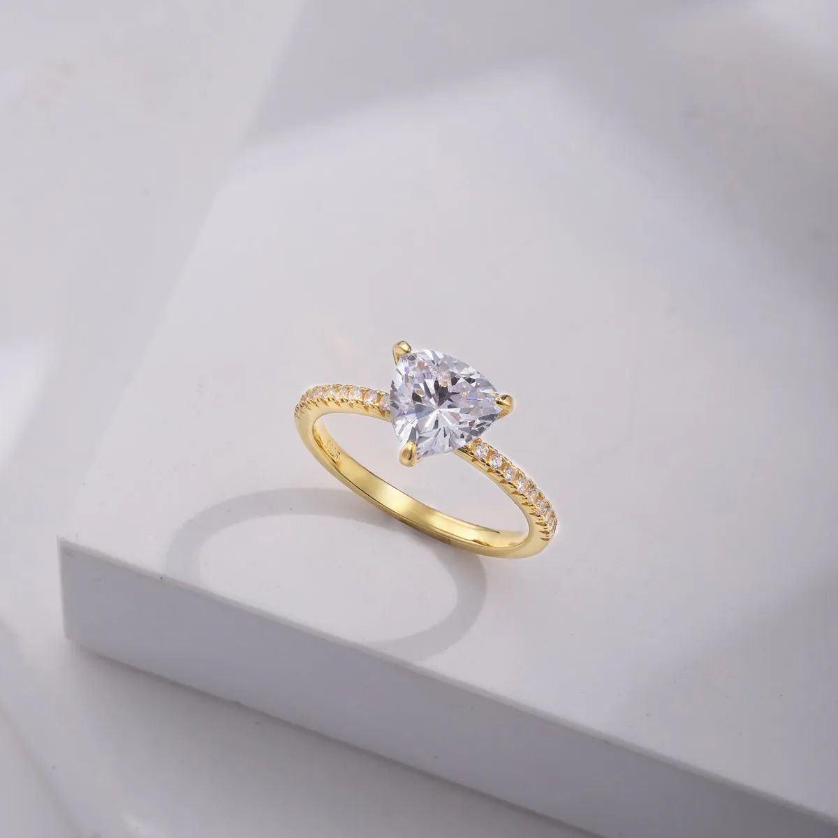 2 Carat Trillion Cut Pave Engagement Ring - Gold