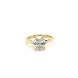 2.06 Carat Oval Cut Lab Grown Diamond CVD Ring in 14K Yellow Gold Low Profile Setting