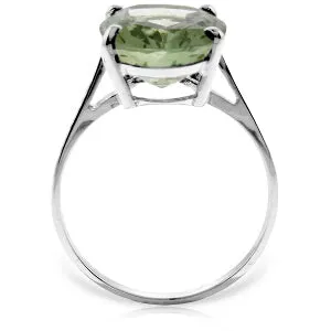 7.55 Carat 14K Solid White Gold Ring Natural Green Amethyst