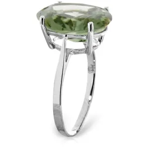 7.55 Carat 14K Solid White Gold Ring Natural Green Amethyst