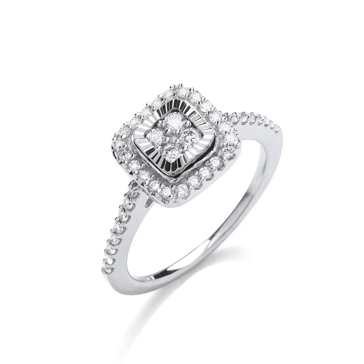 9ct White Gold 0.40ct Diamond Cluster Engagement Ring