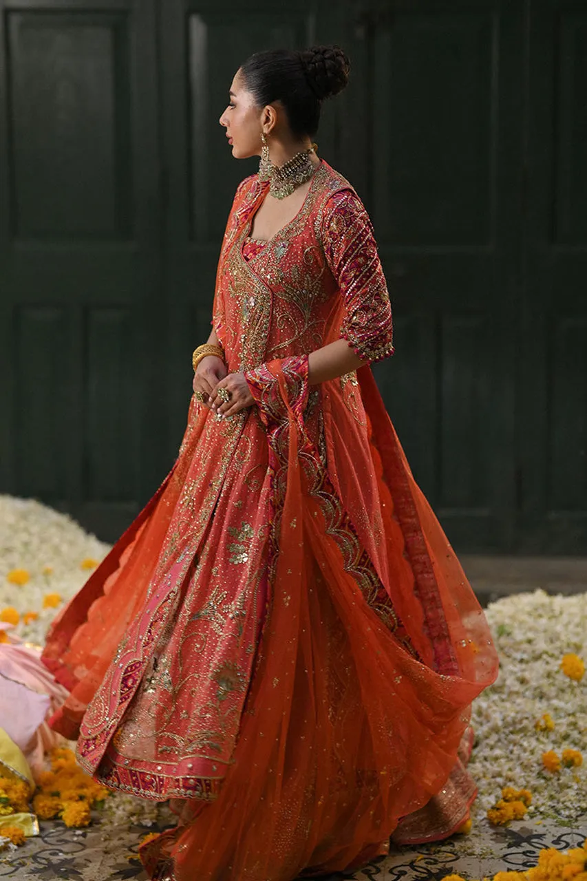 Amaltaas '24 - Sereia Coral Angharkha With An Embellished Dupatta