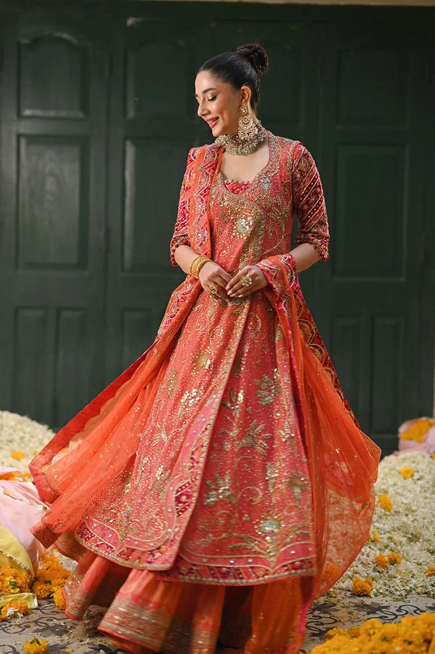 Amaltaas '24 - Sereia Coral Angharkha With An Embellished Dupatta