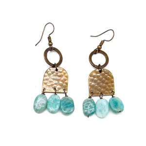 Amazonite & Brass Banjara Earrings