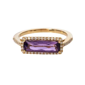 Amethyst & Diamond East-West 18K Yellow Gold Ring