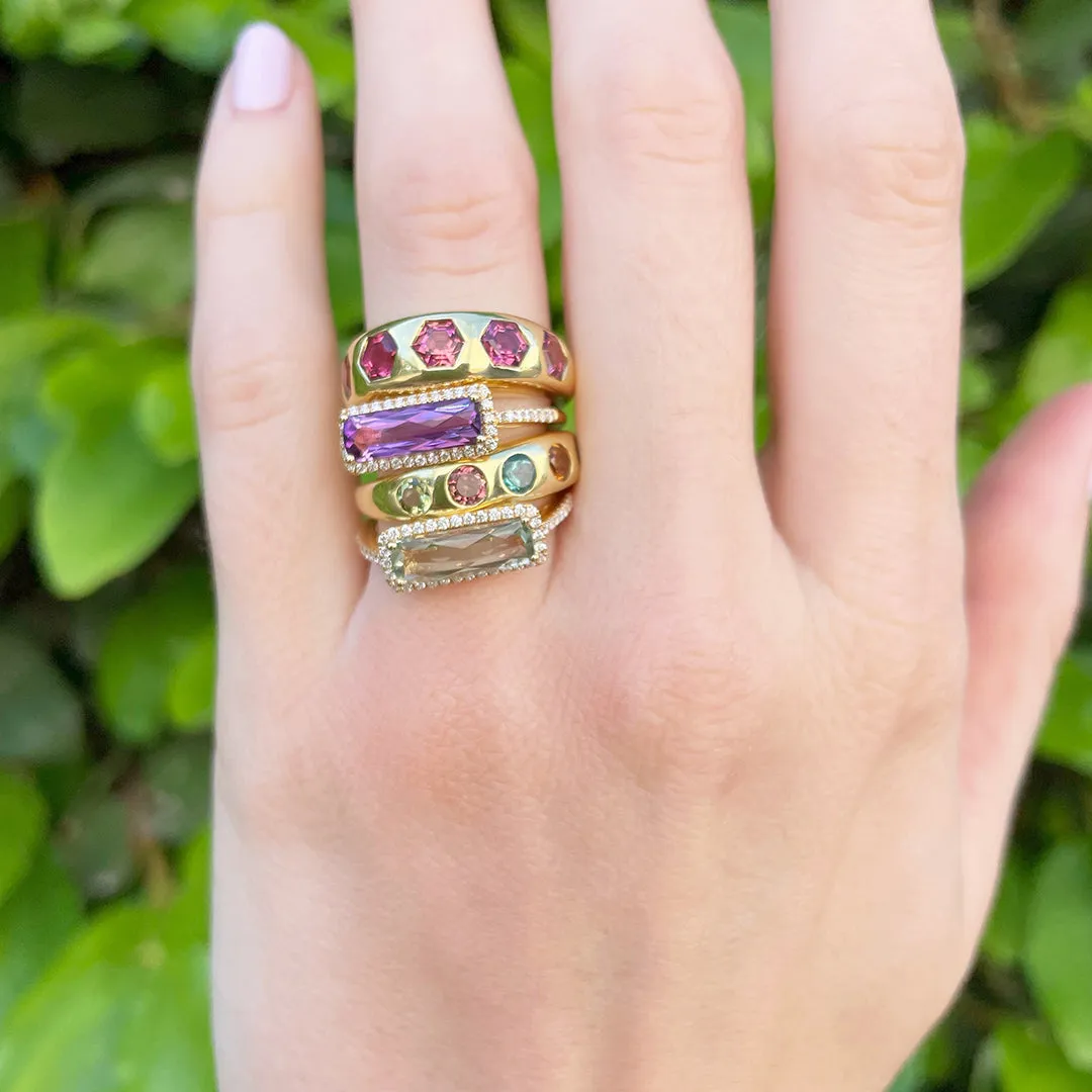 Amethyst & Diamond East-West 18K Yellow Gold Ring