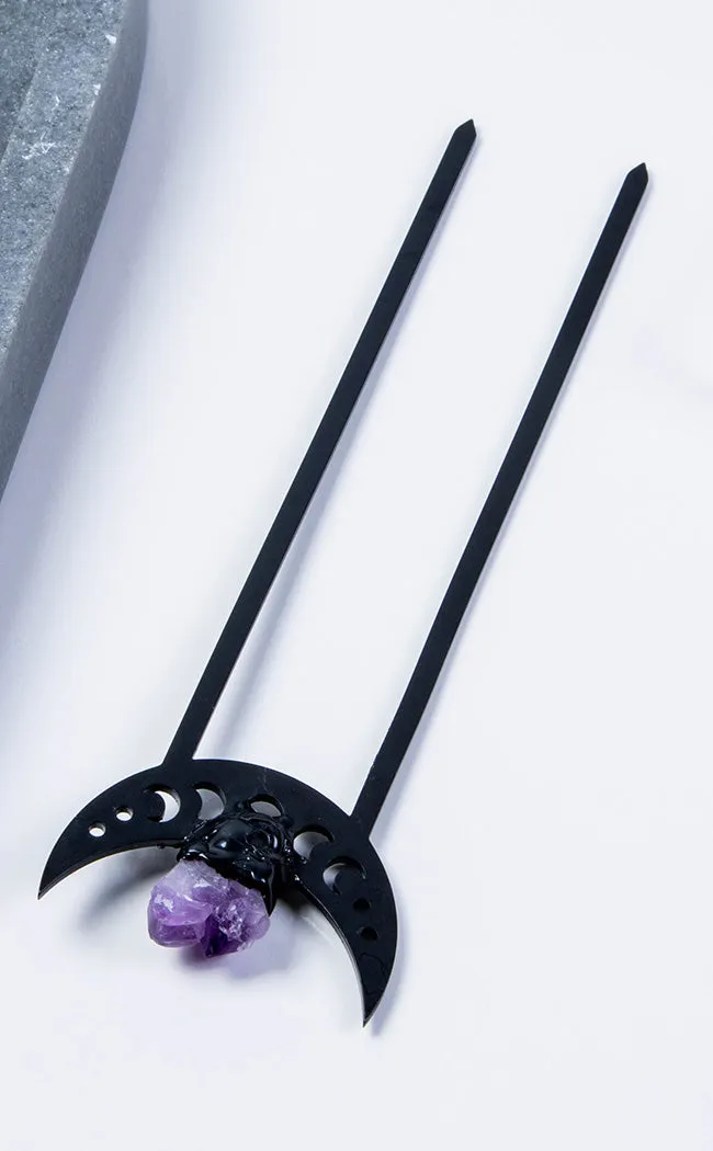 Amethyst Crescent Hair Stick