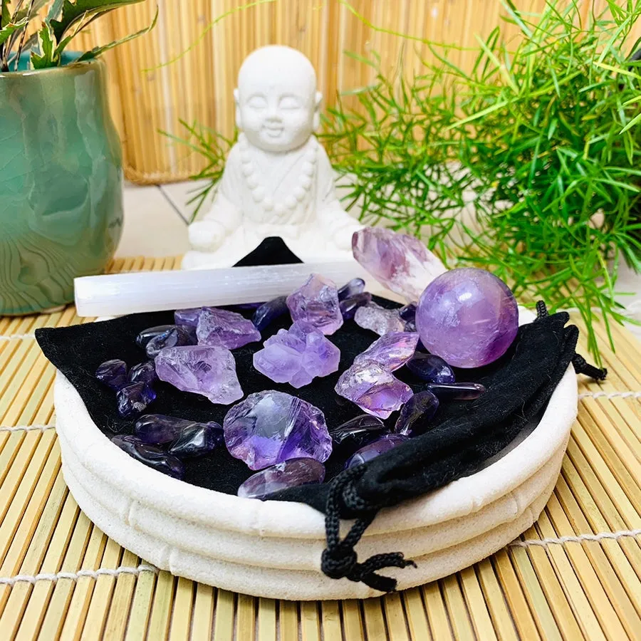 Amethyst Crystal Serenity Pouch Set