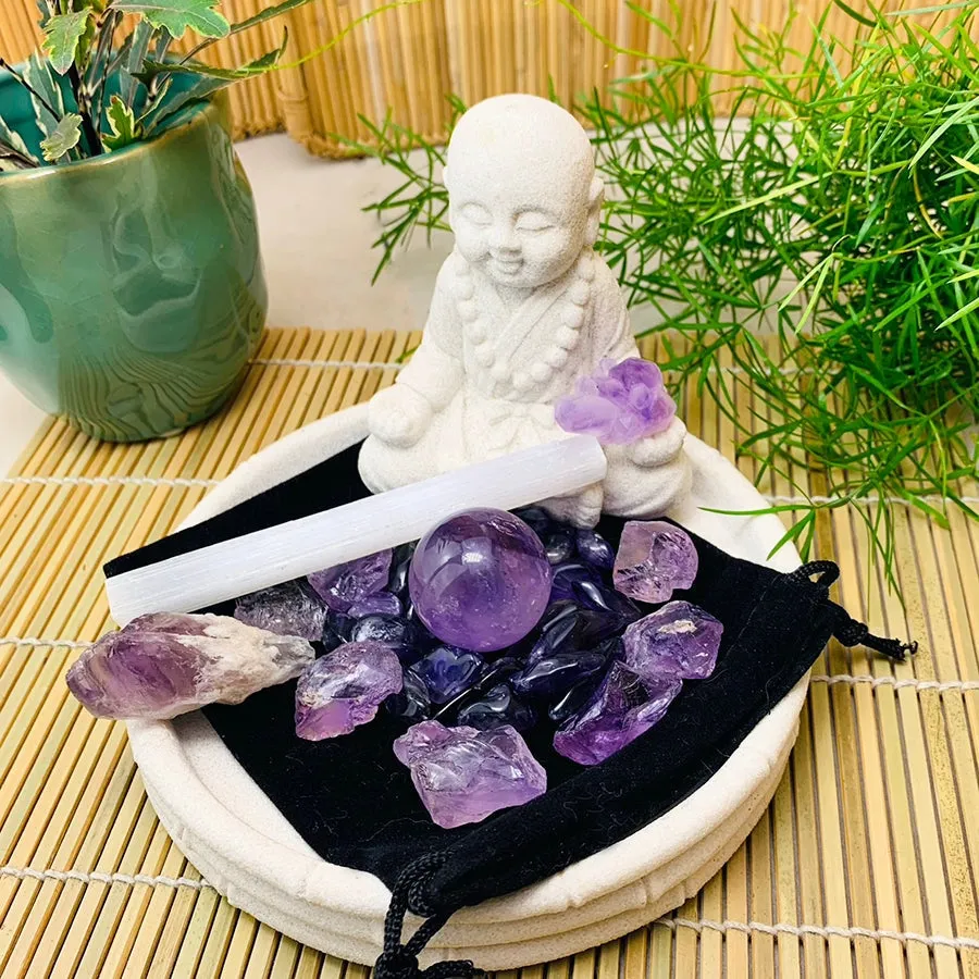 Amethyst Crystal Serenity Pouch Set