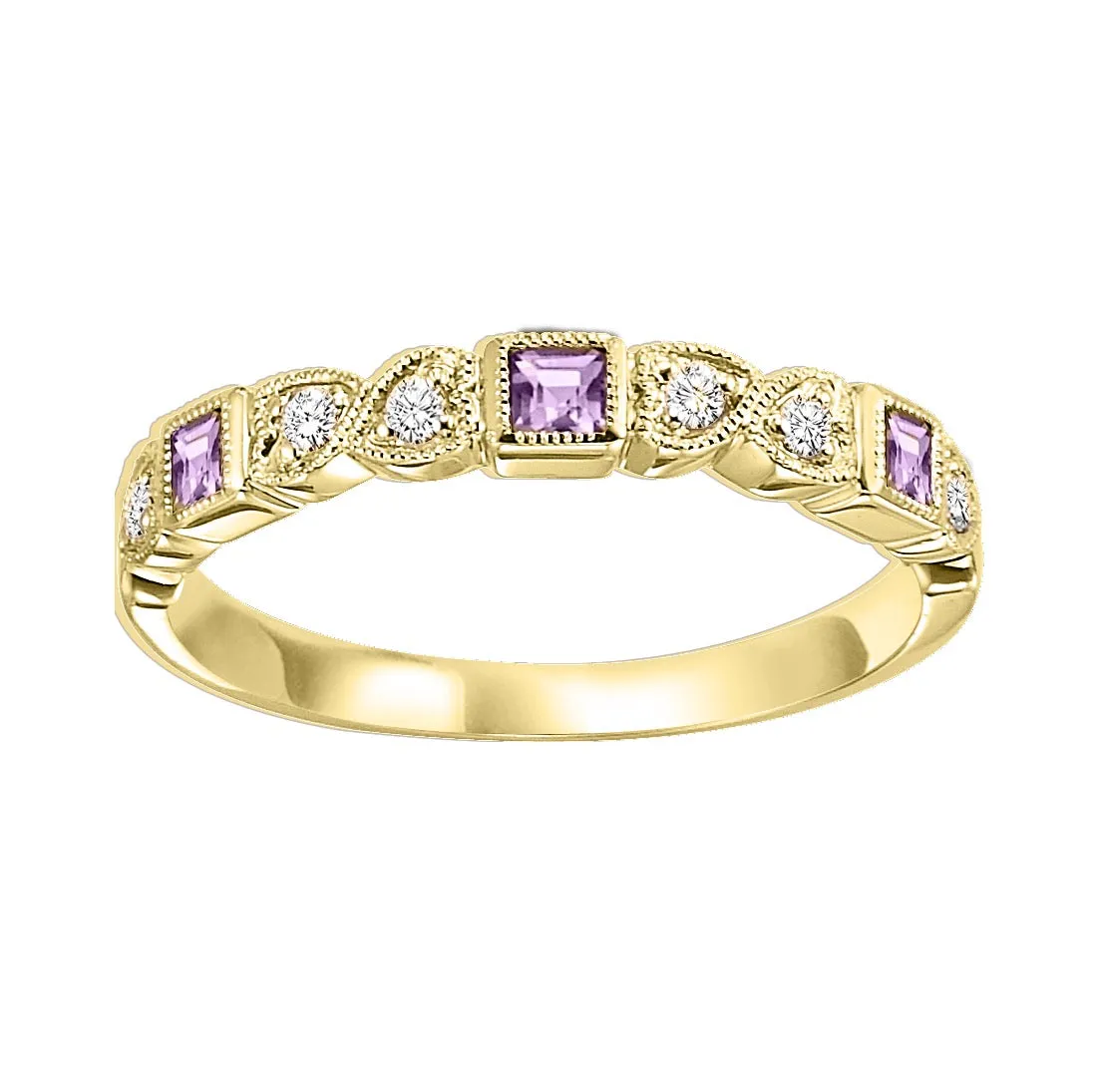 Amethyst   Diamond Stackable Band - Multiple Options