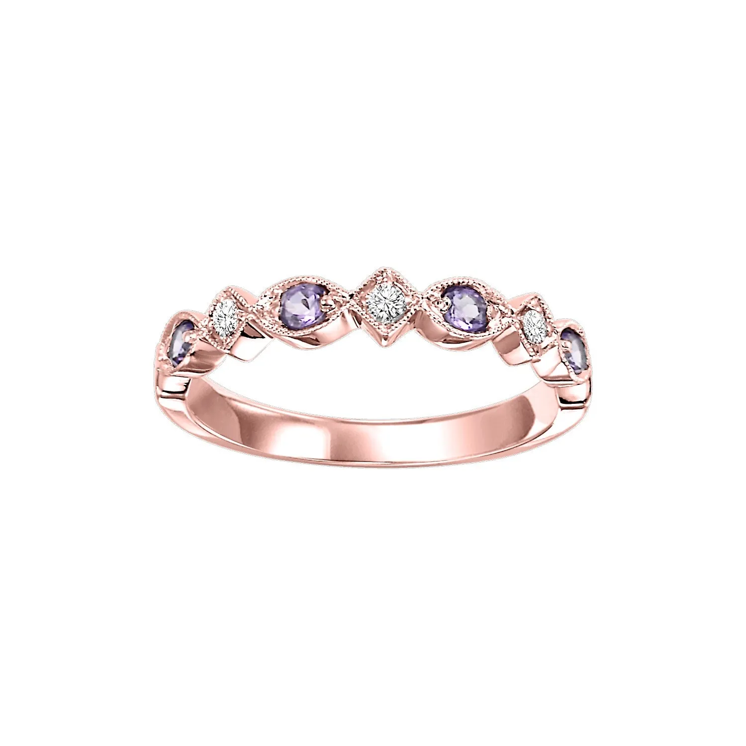 Amethyst   Diamond Stackable Band - Multiple Options