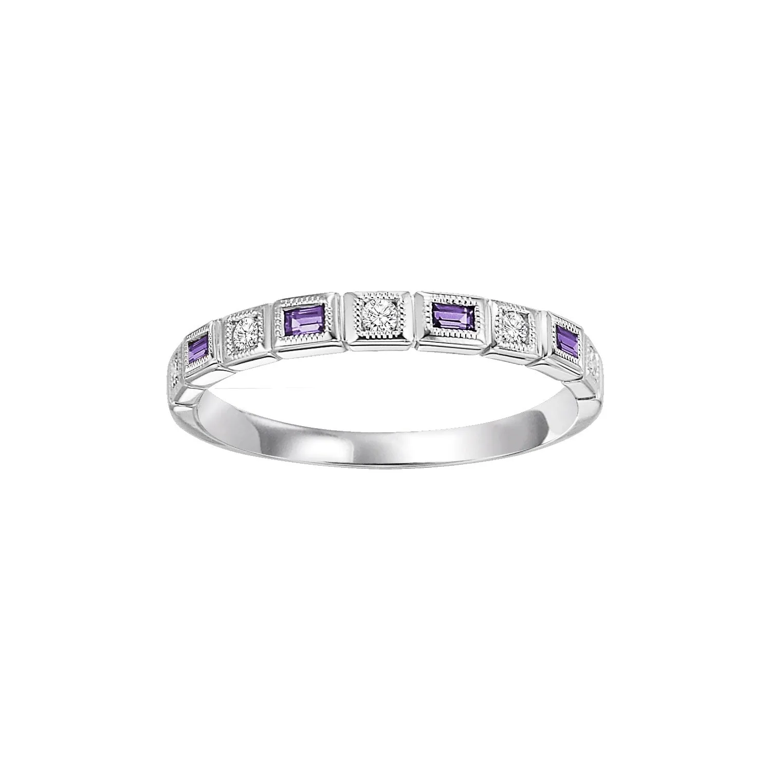 Amethyst   Diamond Stackable Band - Multiple Options