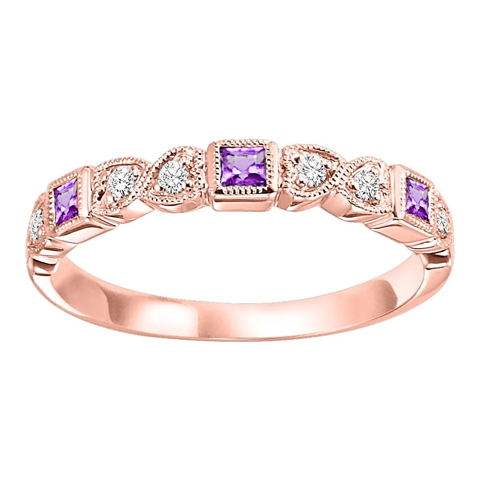 Amethyst   Diamond Stackable Band - Multiple Options