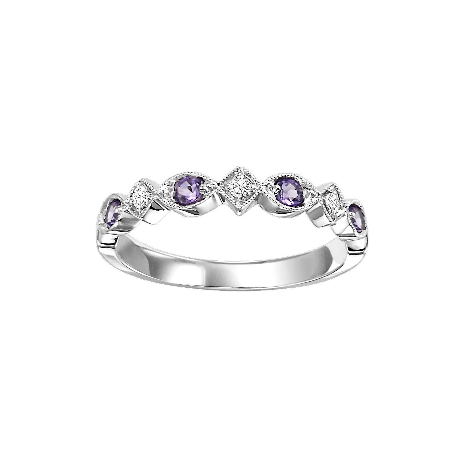 Amethyst   Diamond Stackable Band - Multiple Options