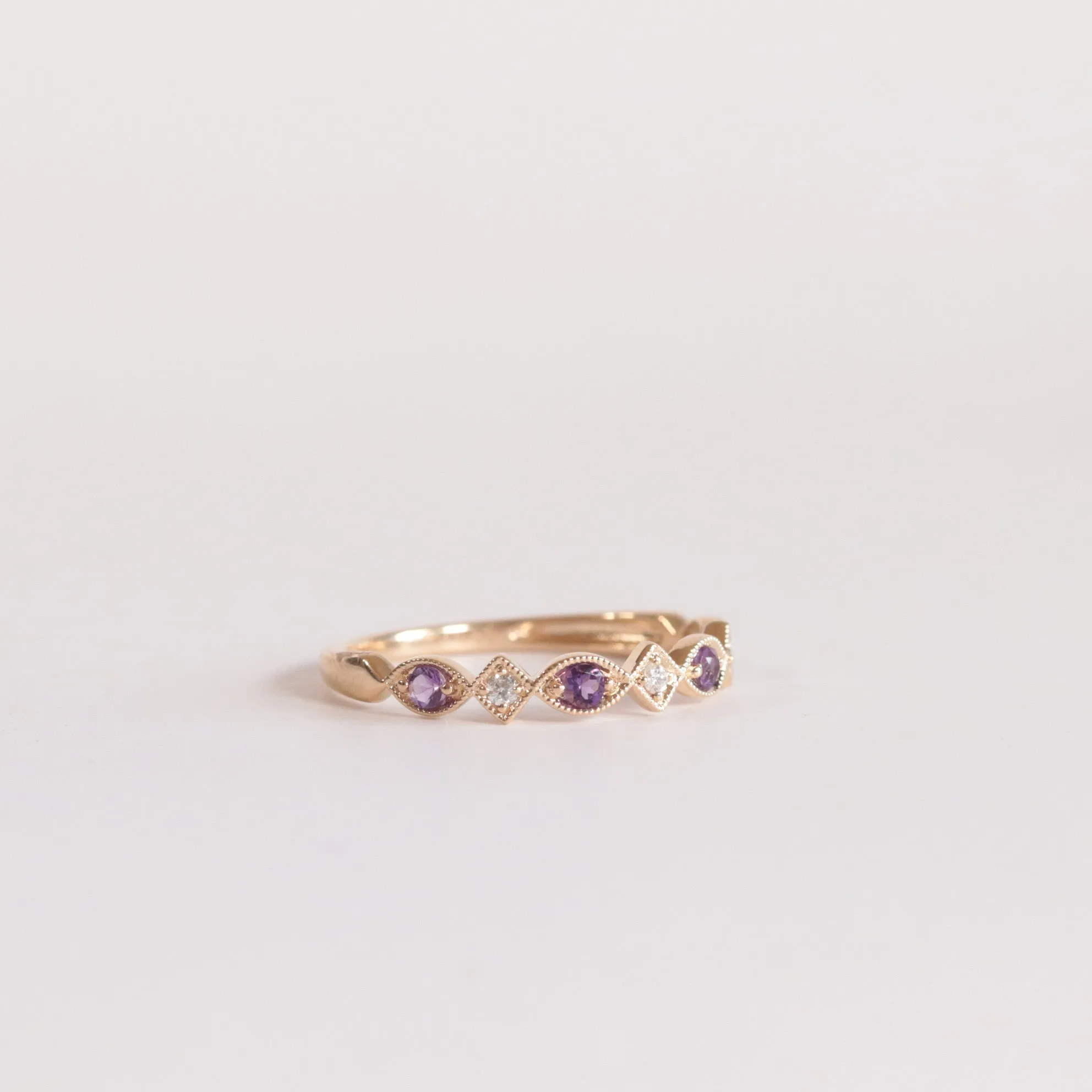 Amethyst   Diamond Stackable Band - Multiple Options